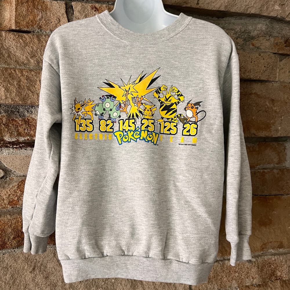 Vintage Nintendo Pokemon 1999 Electric Team Sweatshirt Pikachu Youth Large